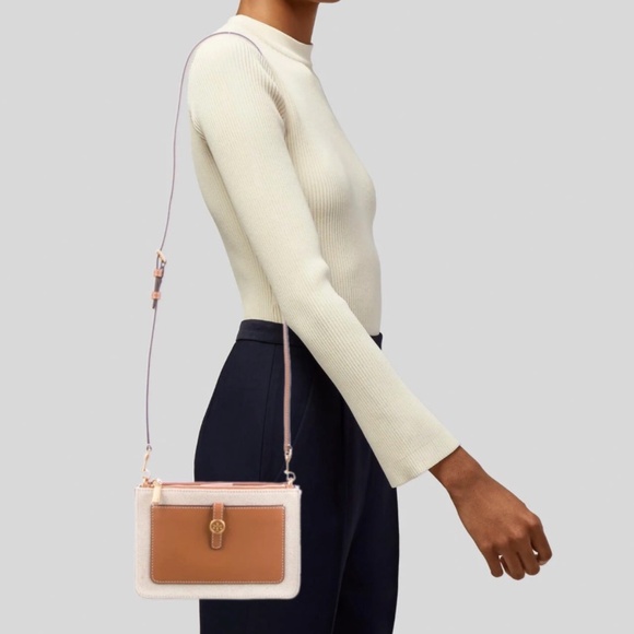 🌸 Tory Burch Walker Canvas Double-Zip Crossbody Bag – Like New! 🌸 - Picture 4 of 12